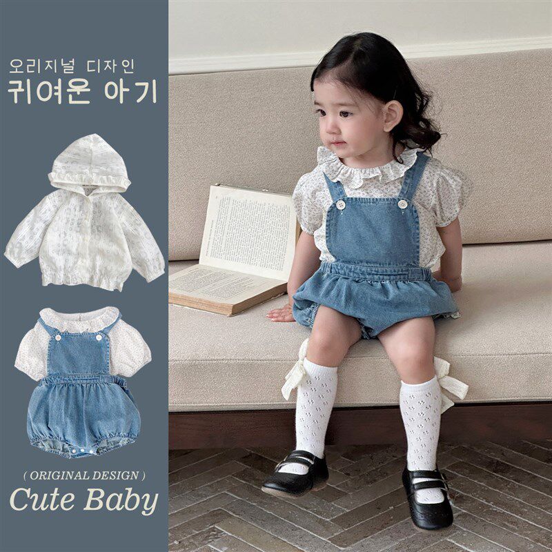 2025夏季婴儿衣服女宝宝夏装背带裤套装短袖幼儿洋气超萌一岁夏天