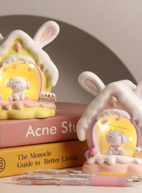 蛋糕兔小夜灯摆件桌面创意儿童房发光装饰品六一儿童节礼物温馨