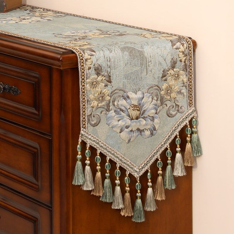 桌旗轻奢高级感电视柜茶几餐桌长条桌布欧式美式床旗斗柜盖布定制