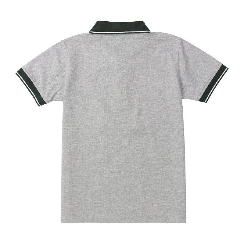 浅灰色短袖校服T恤墨绿绿色领POLO衫白条纹 小学中学夏季班服园服