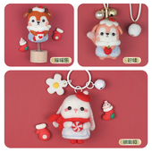 羊毛毡戳戳乐diy手工圣诞兔钥匙扣挂件材料包创意礼物送闺蜜情侣