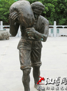 定制做玻璃钢仿铜人物雕塑铸铜公园船工塑像户外广场景区情景铜雕