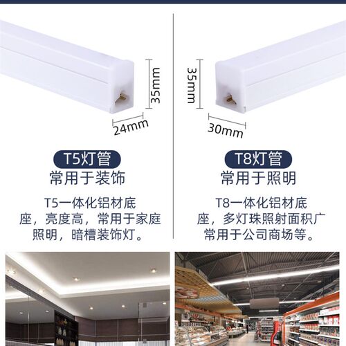 T8一体化灯管led方形支架40W超亮节能吸顶长条日光灯管1.2米照明