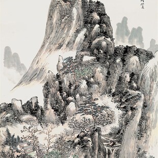 国画装饰画心名人字画宣纸高清微喷画芯复制 黄宾虹 设色山水2