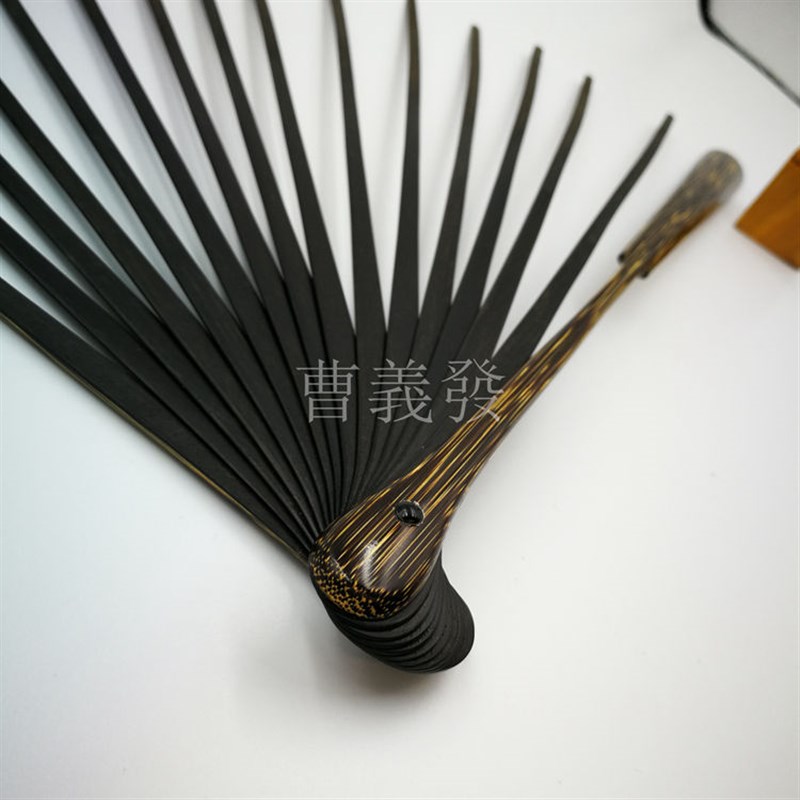 棕竹乌木心折扇苏工纯手工文玩扇子95寸16方老棕竹水滴头竹扇骨