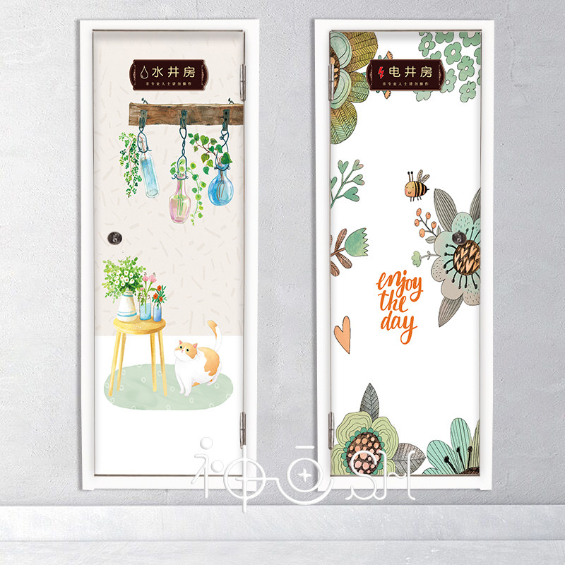 清新猫咪电井门贴纸自粘可定制电井门翻新贴画109走廊装饰画可爱,家居饰品,门贴,淘宝优惠券,粉丝福利购,淘宝优惠卷