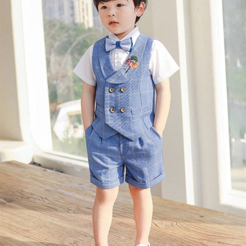 儿童西装马甲套装男童夏季花童婚礼服宝宝周岁生日小童钢琴演出服