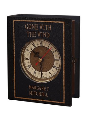 复古钟表书盒怀旧摆件木质书形收纳盒客厅电视柜酒柜装饰品摆设