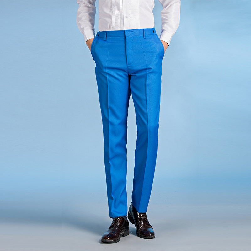 影楼高档男士礼服西装彩色裤子晚会舞台演出服加大码西裤大合唱团