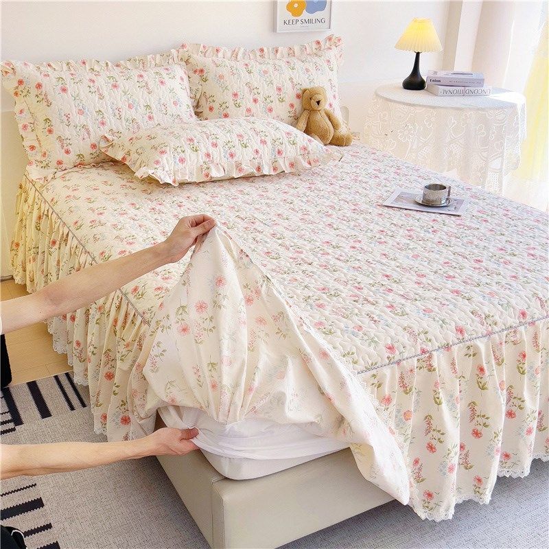 2024新款全棉床裙床笠式二合一加厚防滑床罩四季款纯棉床笠带裙边,床上用品,床裙,淘宝优惠券,粉丝福利购,淘宝优惠卷