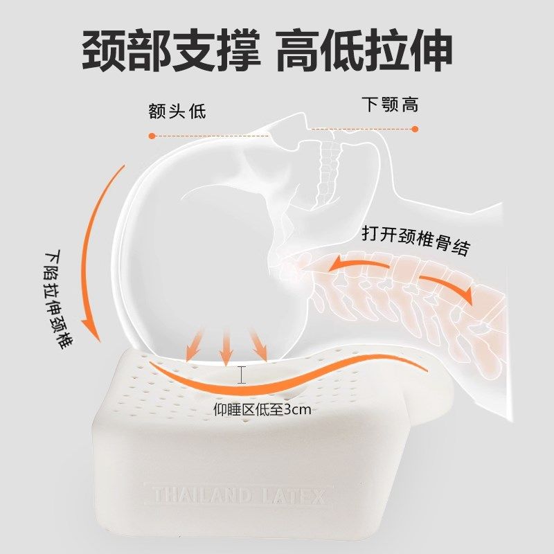 泰国乳胶枕颈椎枕头护颈椎曲度变直修复专用助睡眠高低枕天然橡胶,床上用品,乳胶枕,淘宝优惠券,粉丝福利购,淘宝优惠卷