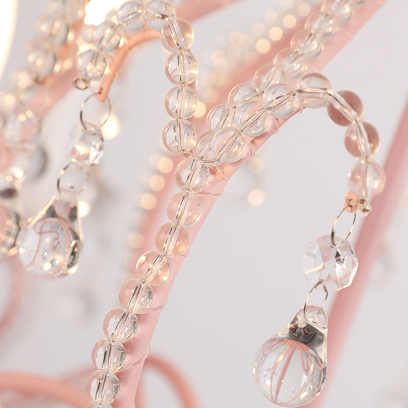 韩式公主房吊灯儿童房间灯欧式粉红卧室装饰灯美式女孩唯美水晶灯,家装灯饰光源,儿童房吊灯,淘宝优惠券,粉丝福利购,淘宝优惠卷