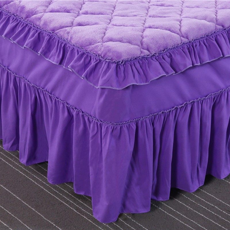 加厚法兰绒莱绒夹棉床裙式单件加绒床罩保暖秋冬季珊瑚绒防滑床套,床上用品,床裙,淘宝优惠券,粉丝福利购,淘宝优惠卷