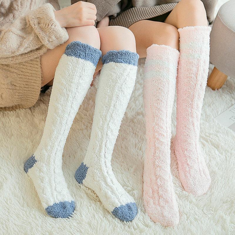 珊瑚绒袜子女秋冬款家居地板睡觉袜加绒加厚保暖月子袜长筒睡眠袜,女士内衣/男士内衣/家居服,长筒袜,淘宝优惠券,粉丝福利购,淘宝优惠卷