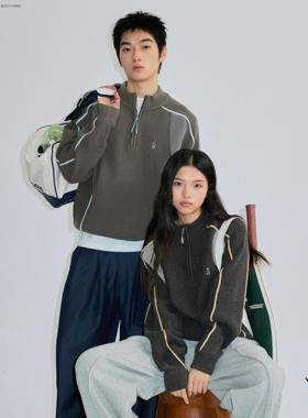 roaringwild a arch 咆哮野兽 拼接撞色针织衫秋冬情侣毛衣男外套