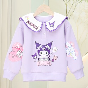 2024秋冬季新款女童加绒加厚卫衣套装儿童洋气时尚外穿两件套童装