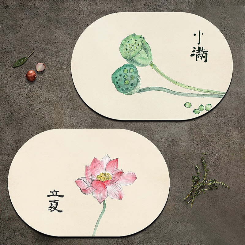 二十四节气椭圆形皮革西餐垫防水防油隔热餐具碗垫pvc中式餐桌垫,居家布艺,餐垫,淘宝优惠券,粉丝福利购,淘宝优惠卷