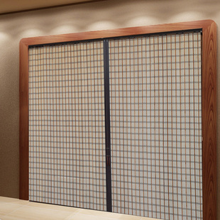 商铺推拉门竹帘折叠门家用门帘厨房隔断屏风商场简易移门卷帘窗帘