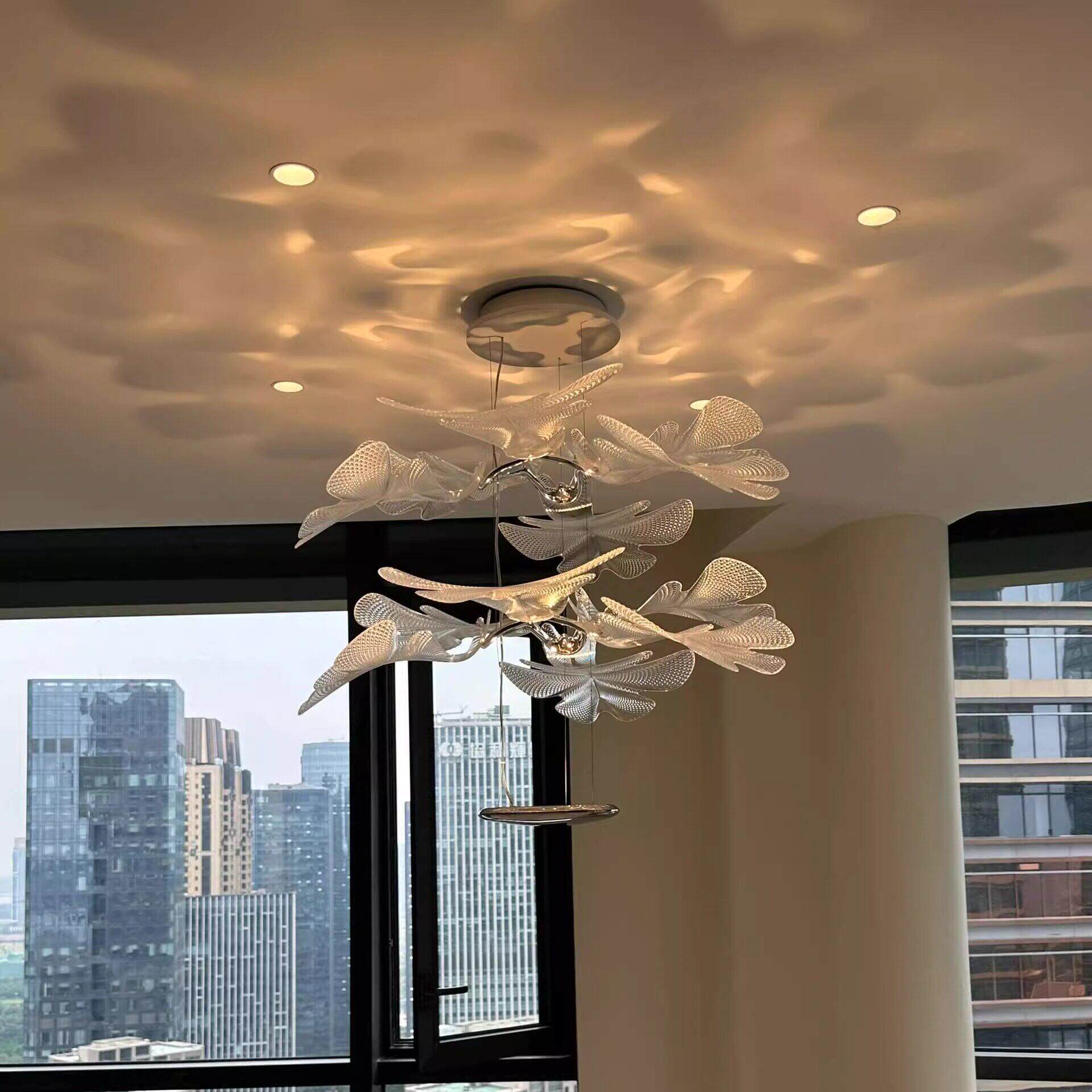 北欧设计师别墅客厅饭厅灯具意大利艺术悬浮花瓣卧室吊灯