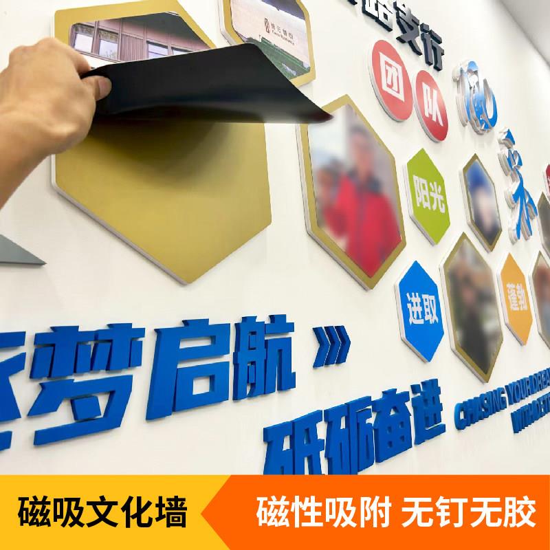 高端磁吸照片墙设计定制团队员工风采公司办公企业文化墙定制设计