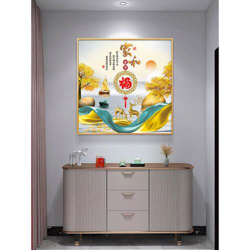 家及入口广场装饰画无障碍豪华客厅入口风景吉祥鹿财富锦鲤葫芦餐