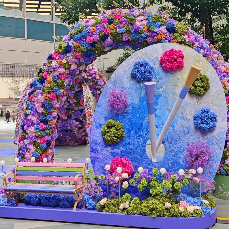 仿真花拱门装饰摆件圆形心形花架景区商场活动场景布置造景美陈