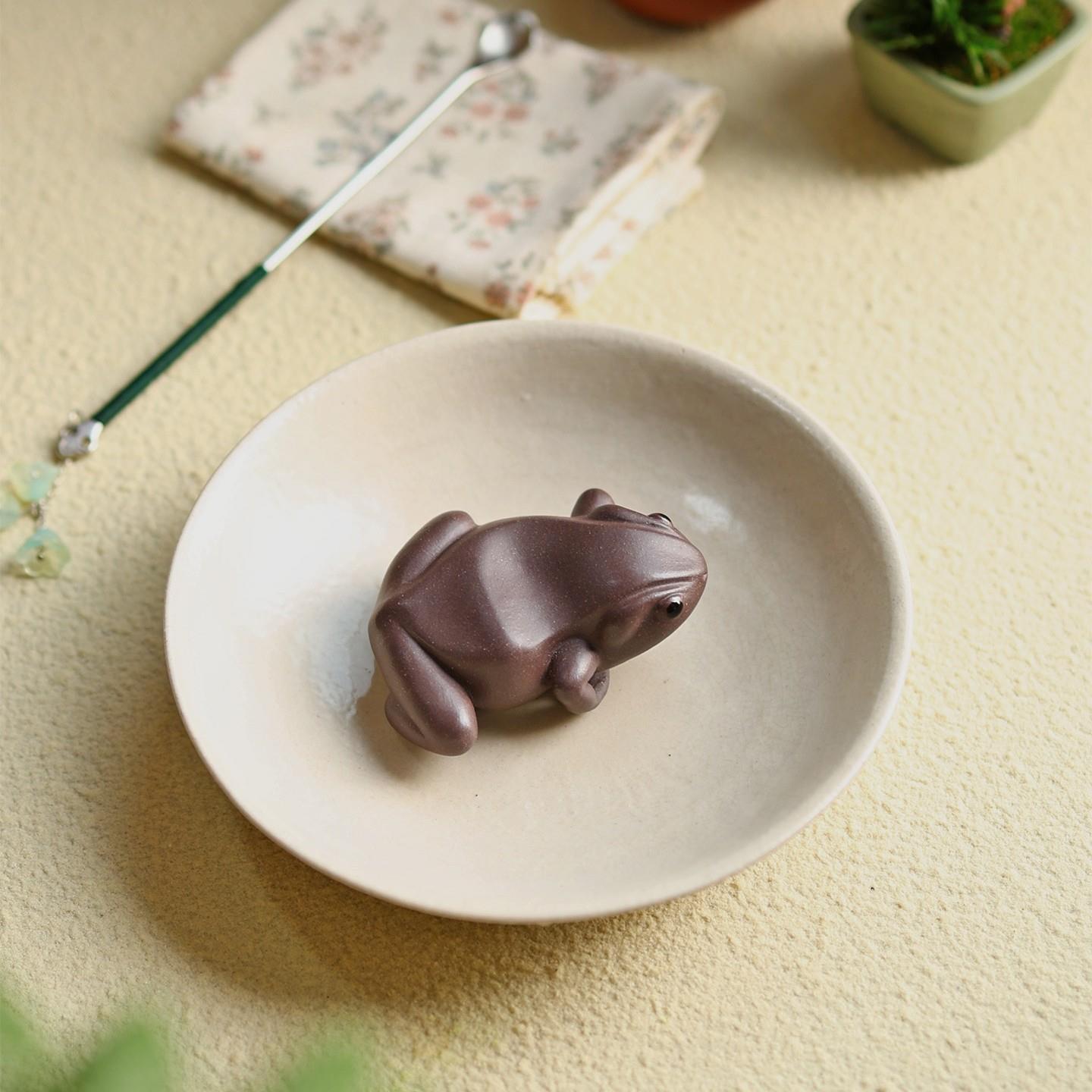 张小萌紫砂茶宠青蛙精品可养招财金蟾茶玩名家家居装饰品茶桌摆件