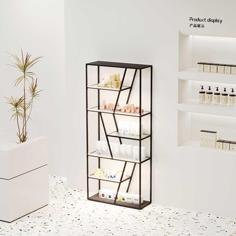 带灯化妆品展示柜商品发光置物架轻奢美容院产品柜陈列货架展示架