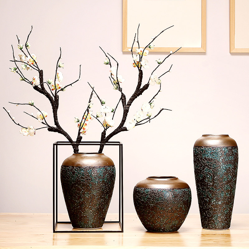 景德镇陶瓷器花瓶手工创意中式家居客厅干花插花工艺装饰品摆件