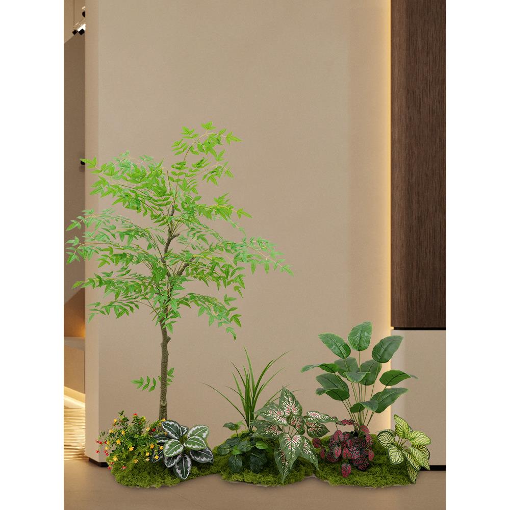模拟绿色植物造景组合植物假树盆栽南地竹室内楼梯景观窗装饰花卉