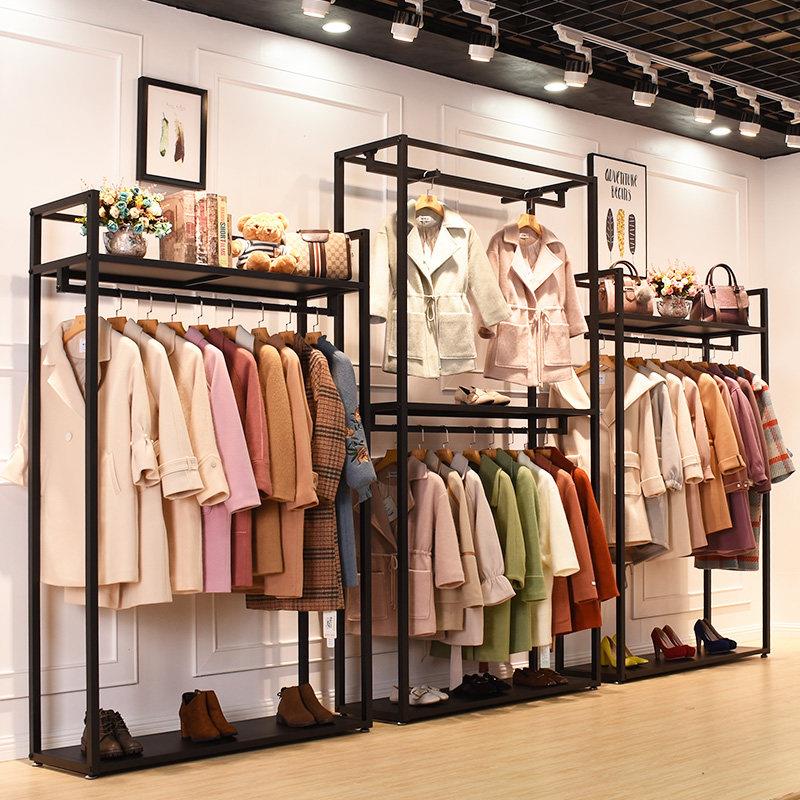 万坚 服装店展示架落地式男女装店货架陈列架衣服架子双层挂衣架