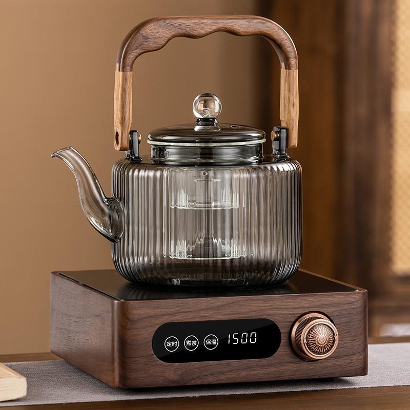 黑晶炉玻璃煮茶壶喷淋式蒸煮茶壶家用养生壶煮茶器泡茶炉烧水泡茶
