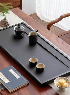 水一方乌金石茶盘大理石材嵌入式天然石茶台石板面板岩板茶板茶海