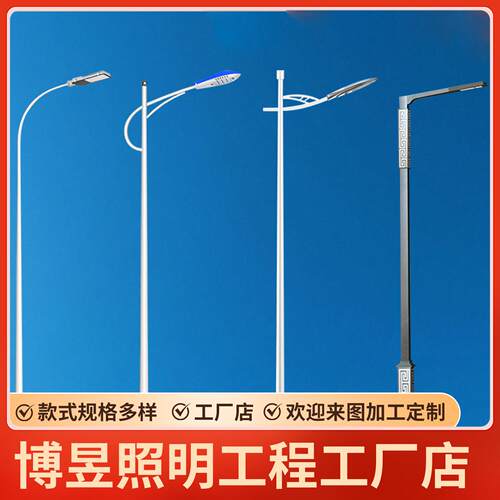 LED市政单臂路灯8米10米12米路灯户外灯杆220v接电款高杆照明