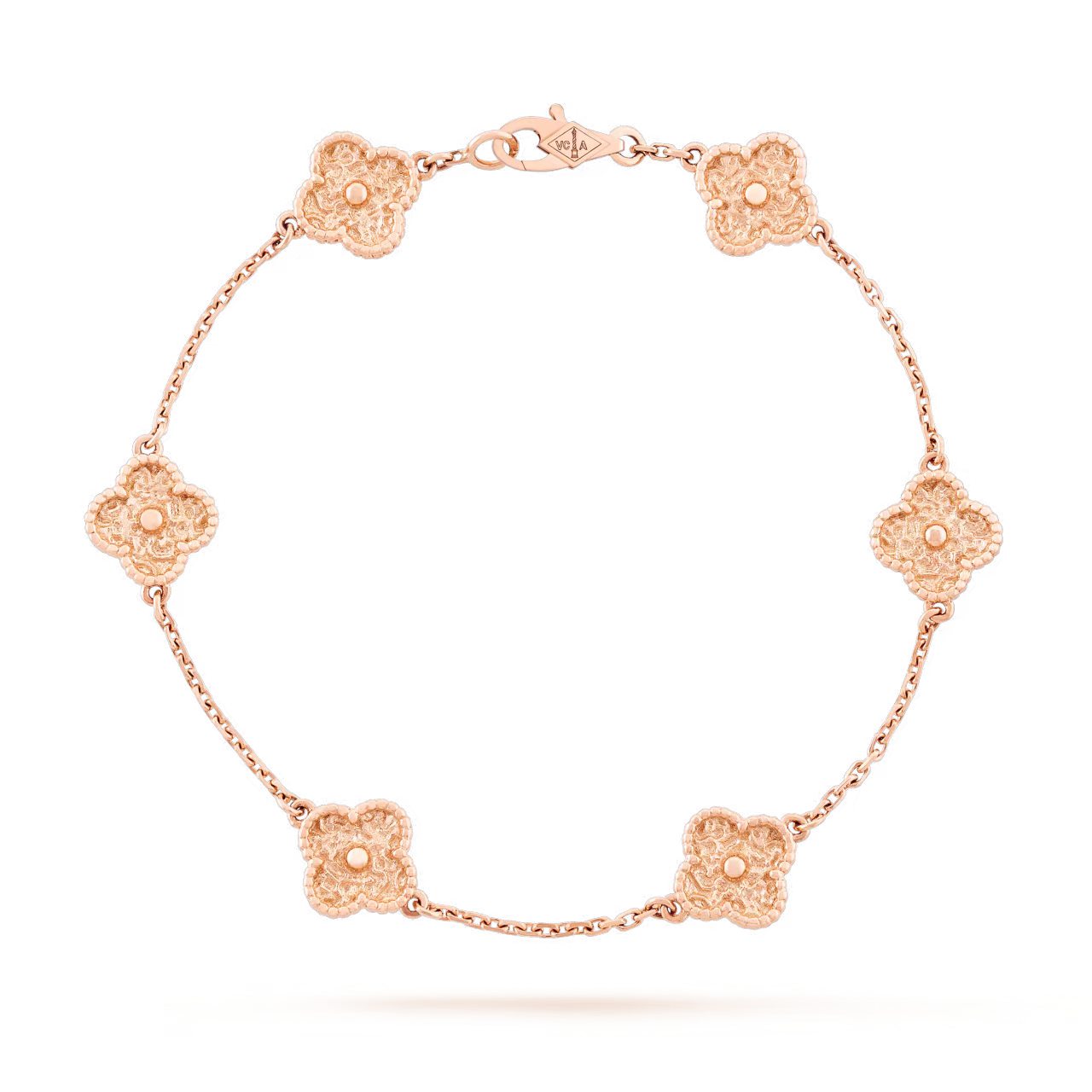 Van Cleef & Arpels Sweet Alhambra Collection Classic Rose Gold Lava Six-Flower Bracelet