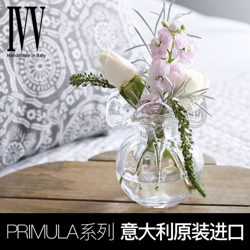 意大利IVV进口报春花水晶玻璃客厅茶几水养插花器鲜花瓶大号透明