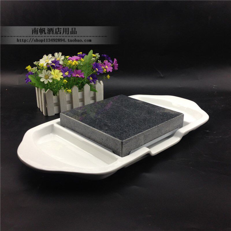 创意餐具韩国烤肉盘陶瓷盘牛排盘精品火山岩日韩料理烤鱿鱼烤鳗鱼