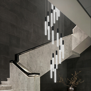 2023年新款楼梯吊灯复式楼梯间挑空吊灯别墅超长旋转楼梯灯长吊灯