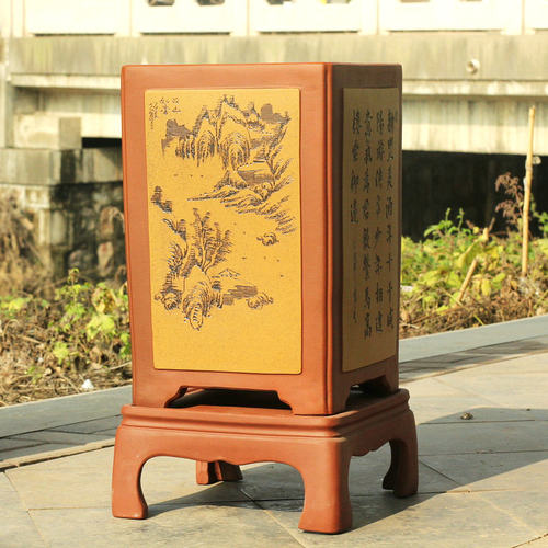宜兴精品紫砂花盆超大落地种树盆景花盆特大高四方带底座客厅大堂