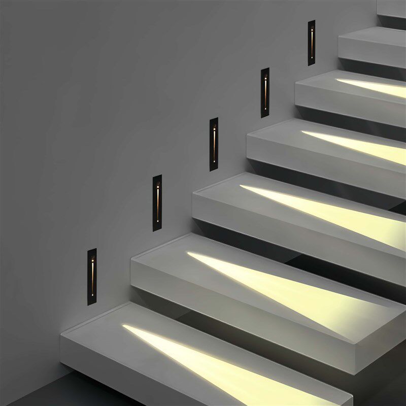 铝材一束光感应地脚灯长方圆形过道墙角踢脚嵌入式楼梯踏步感应灯