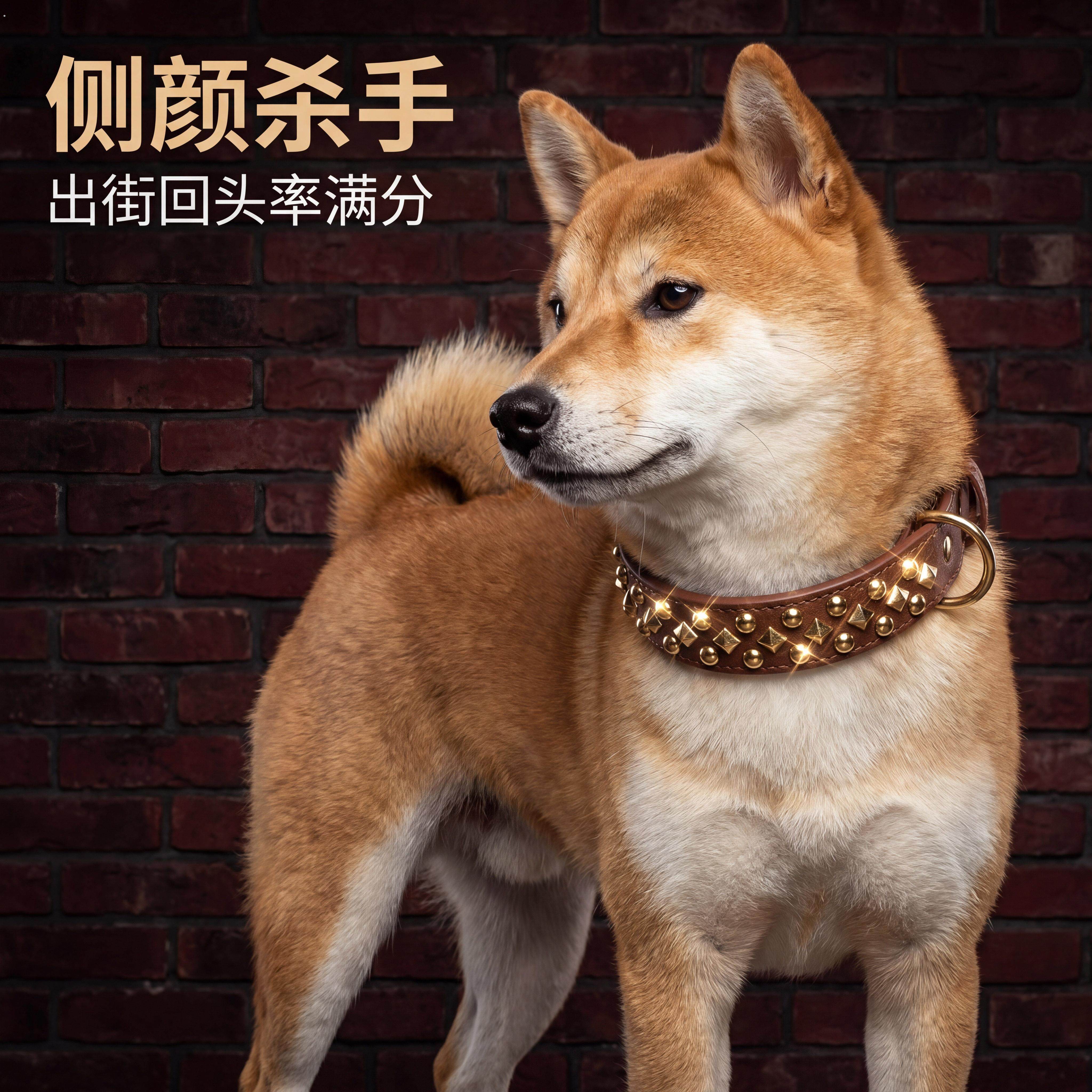 狗狗防咬项圈牵引绳恶霸犬比特犬斗牛犬卡斯罗猛犬铆钉牧羊犬防狼