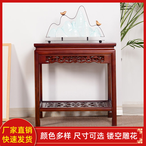实木鱼缸架底座奇石桌摆台多层盆景花架中式长桌榆木花盆置物茶几