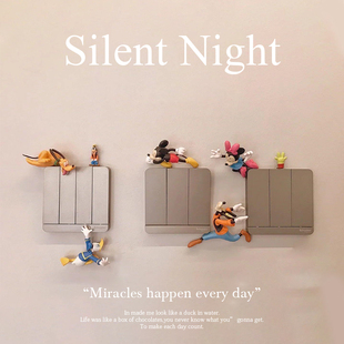 创意可爱卡通动物开关贴墙贴可视化门铃装饰品遮丑摆件公仔插座贴