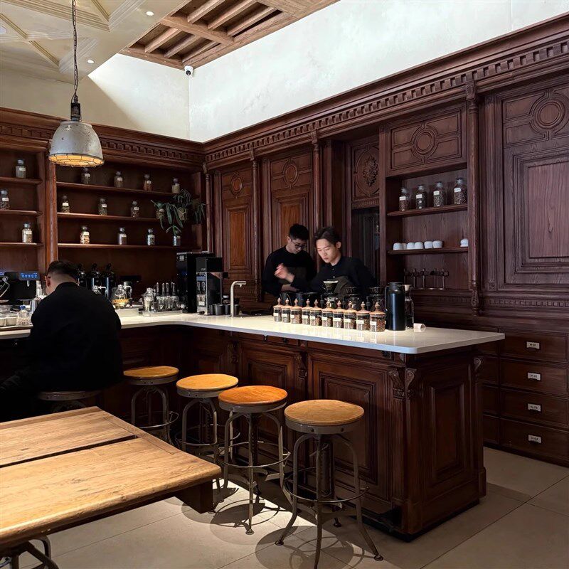 复古工业风收银台中古实木酒吧吧台饭店餐饮咖啡厅民宿前台接待台