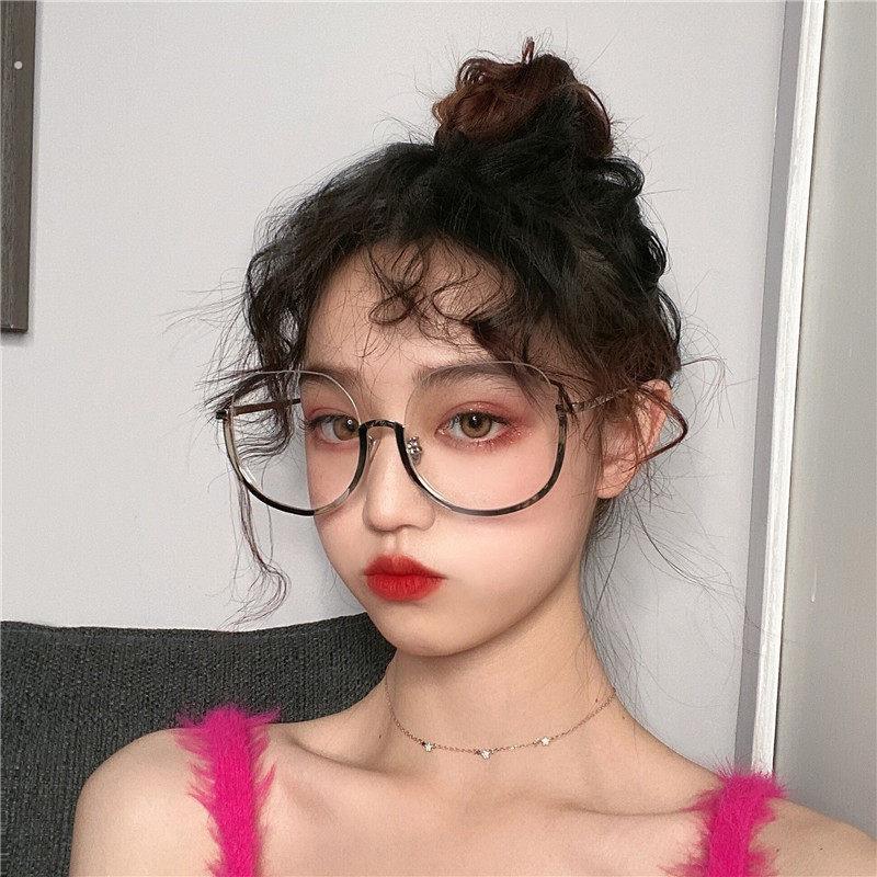 2022网红新款韩版潮下半框超大框大圆宽脸显瘦素颜近视眼镜女框架