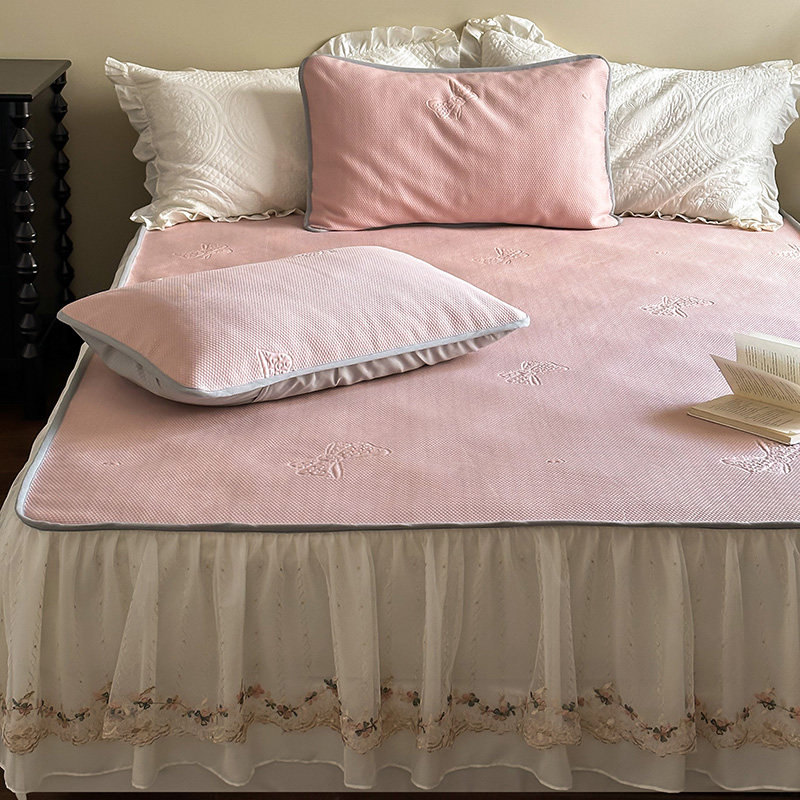 公主风蕾丝边床裙款凉席三件套凉感豆豆空调席可折叠可机洗少女心,床上用品,冰丝席,淘宝优惠券,粉丝福利购,淘宝优惠卷