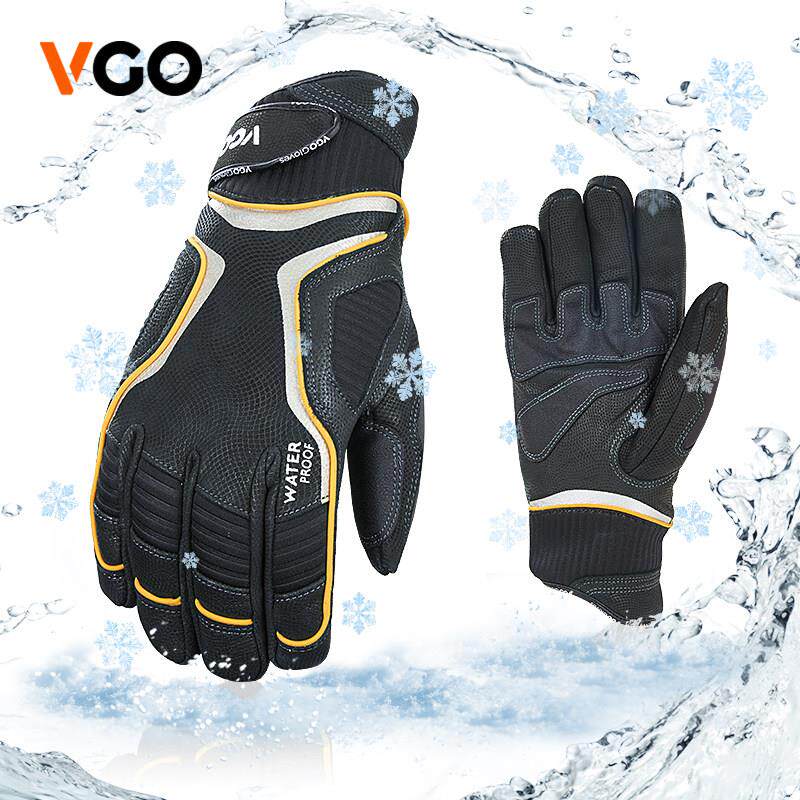 VGO男士滑雪运动户外手套加厚保暖透气防水防滑耐磨羊皮GA7659
