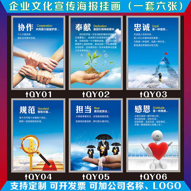 企业文化办公室装饰画公司文化墙会议室挂画励志标语走廊墙面壁画