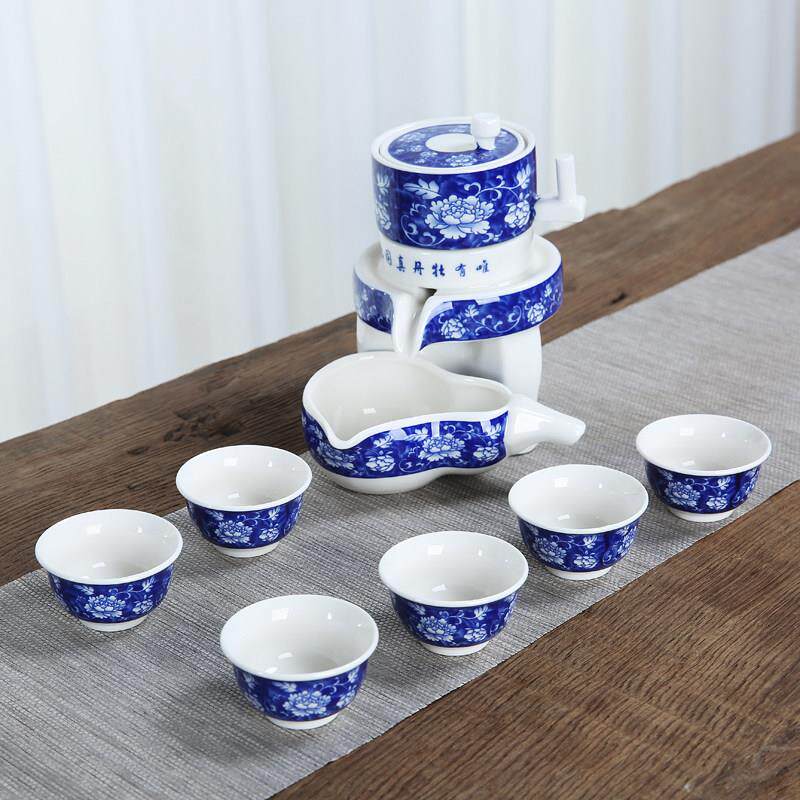 青花瓷自动茶具套装家用客厅陶瓷茶壶懒人泡茶壶功夫茶道德化白瓷