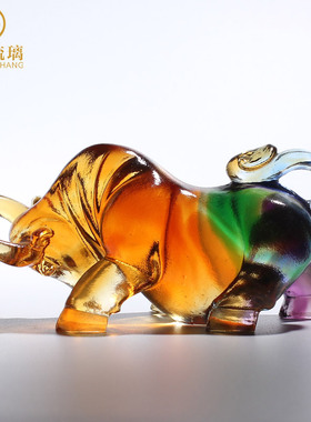 高档琉璃牛气冲天办公室老板桌装饰品摆件店铺开业礼品开业贺礼物
